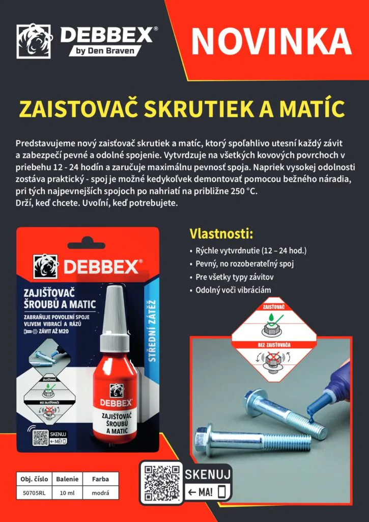 Zaisťovač skrutiek a matíc spoľahlivo utesní každý závit